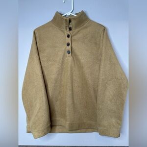 J.Crew Sherpa button-front tunic Camel Tan Fleece Pullover Jacket Size L Women’s